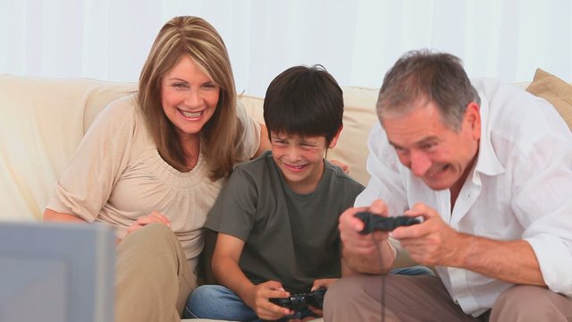 A boy playing video games