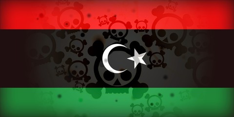 Libya Flag War Skulls Crisis