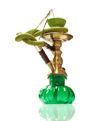 Green hookah isolated over white