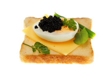 Toast with black caviar.