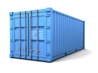 3d Blue shipping container