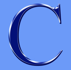 blue metallic alphabet symbol