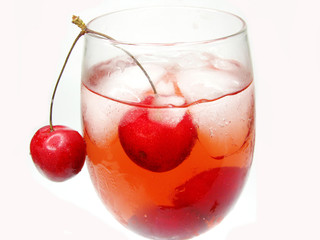 red cherry juice with ice