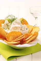 Tortilla chips and curd cheese