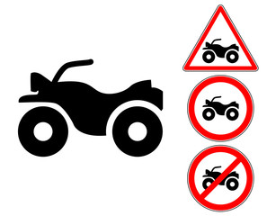 Quad pictogram warning and prohibition signs © teracreonte