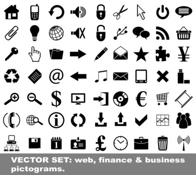 Vector set web finance business pictograms