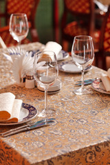 Wine glasses on a table