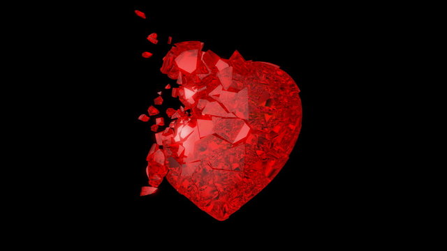 Red Heart explosion with Slow motion. Alpha is included