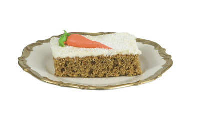 freshly baked carrot cake on a white background
