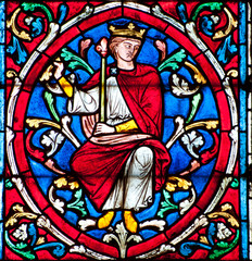 Obraz premium Stained glass decoration in Notre Dame cathedral in Paris