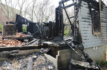Fototapeta na wymiar Burned House