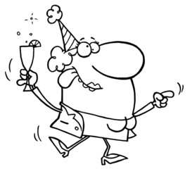 Outlined Dancing Party Lady