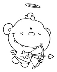 Outlined Cupid With Halo
