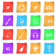 Vector set of note papers