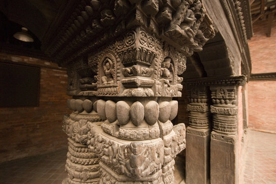 Carved sculpture in temple at Patan Durbar Square, Nepal 3.