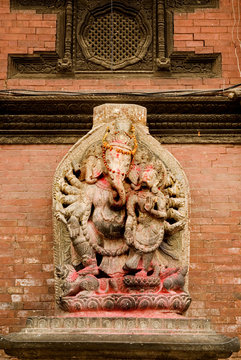 Hindu deity at Patan durbar square, Nepal. 1.