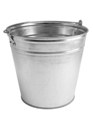 Metallic bucket on white background