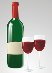 green wine bottle and glasses