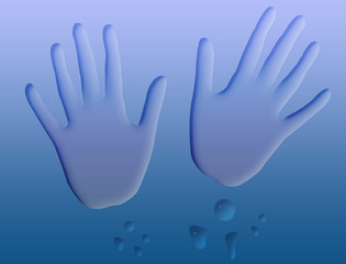 Handprints from water