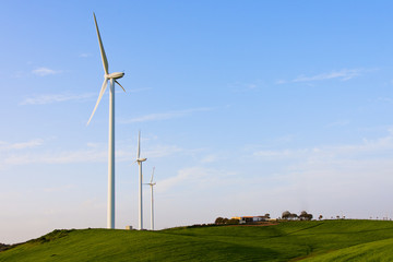 Wind turbines in country side landscape