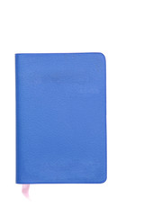 blue fake leather book isolated on white