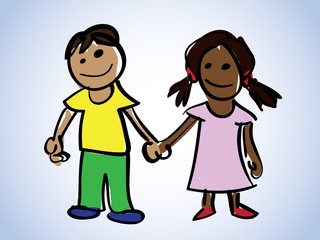 cartoon boy and girl - illustration