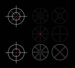 set of crosshairs direction finders - illustration