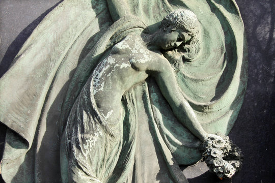 Sculpture from the old Prague Cemetery, Czech Republic