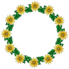 Round frame with sunflowers