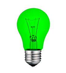 Green Economical Lightbulb Isolated on White