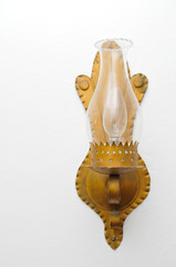 antique lamp with bulb on white backgound