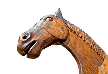 Pferdekopf aus Holz - obrazy, fototapety, plakaty