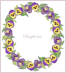 Greeting card with pansies.