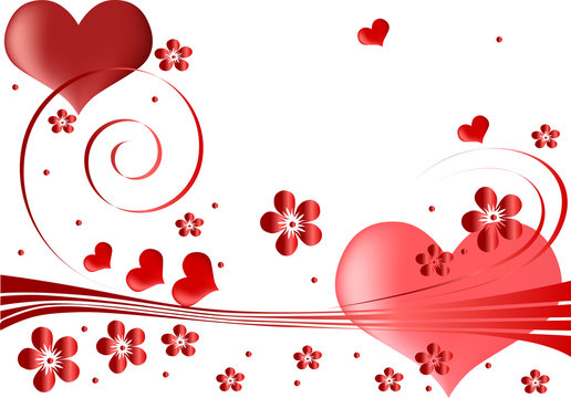 red hearts and flowers design
