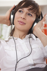 woman with earphones