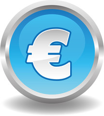 Button rund blau - € euro geld
