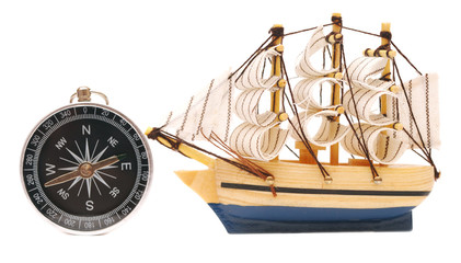 compass  and model classic boat