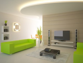 green modern interior