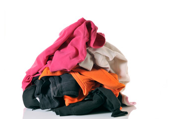 pile of clothes on white background