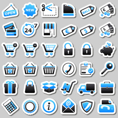 shopping Blue Stickers