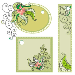 Set of floral banners with berries