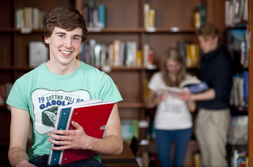 attractive student in university library