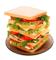 Huge sandwich on white background