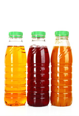 bottles of juice on a white background