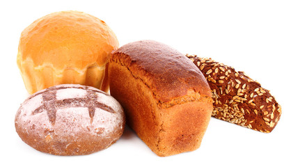 Fresh wheat bread. Isolated on white background