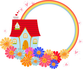 house,frame,rainbow