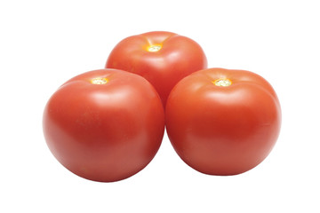 Three tomatoes isolated