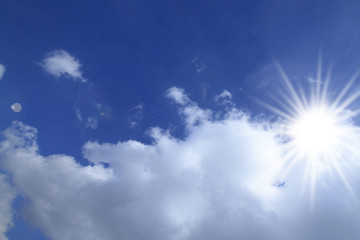 Naklejka na ściany i meble 太陽と青空と白い雲