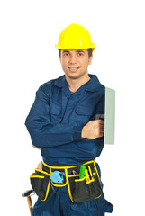 Young worker man with notched