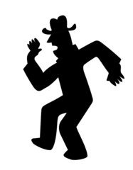 silhouette dancing men on white background